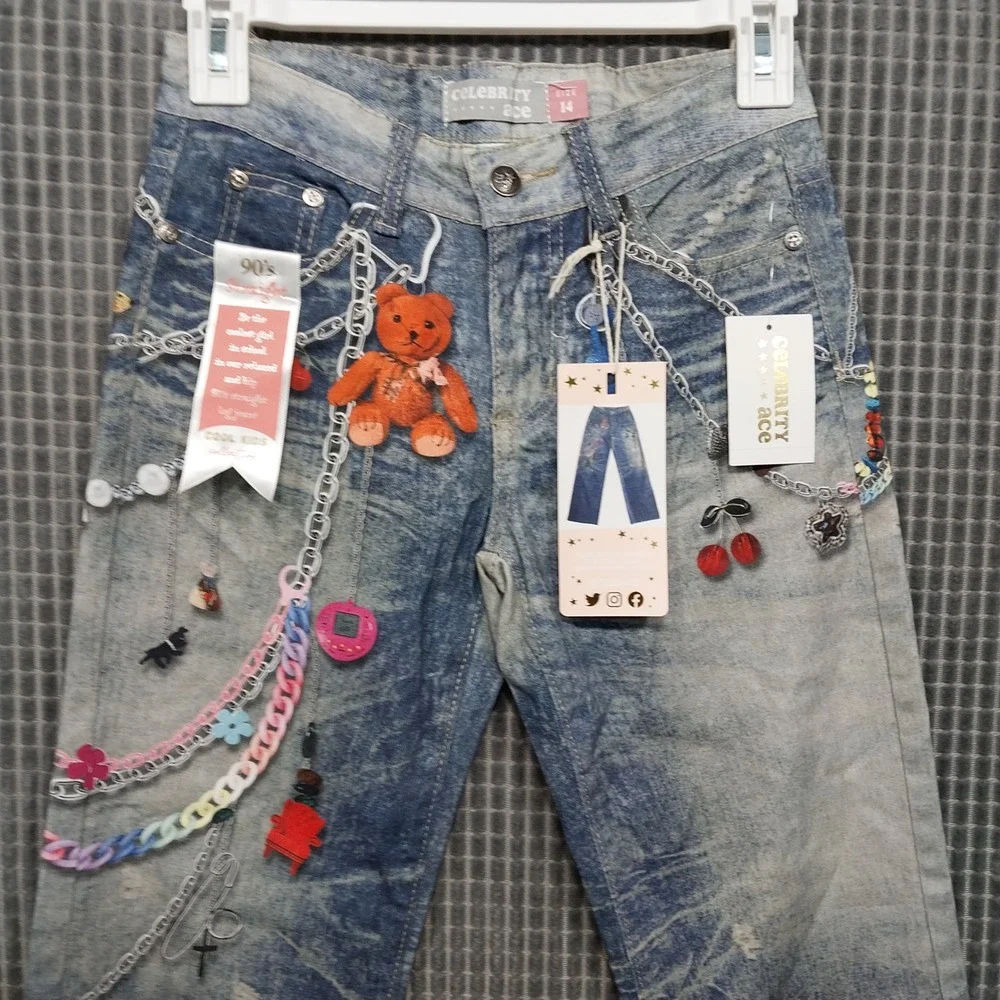 Celebrity Ace Kids Jeans 90s Charms Acid Wash 14 Blue